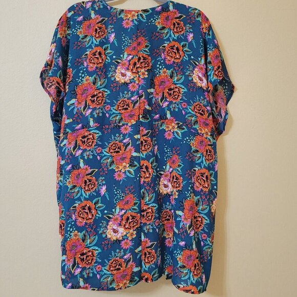 Floral Kimono Cardigan L/XL Womens‎ Lightweight Duster Boho Cover up Bloomcore - Picture 6 of 9